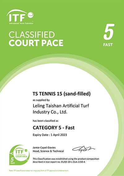 Certificado ITF TS Tenis 15 Fast 5